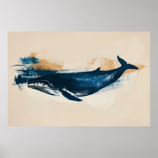 Poster Bleu baleine dessin abstrait (Devant)