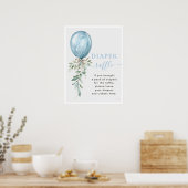 Poster Bleu Balloon Vert Baby shower Déchets Raffle (Cuisine)
