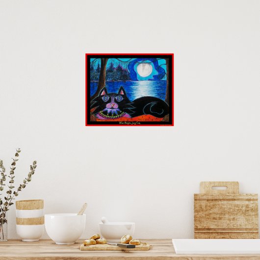Poster Bleu Bayou Jazz Cat (Cuisine)