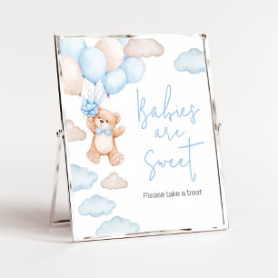 Poster Bleu Bear Balloon Baby shower Les bébés sont doux