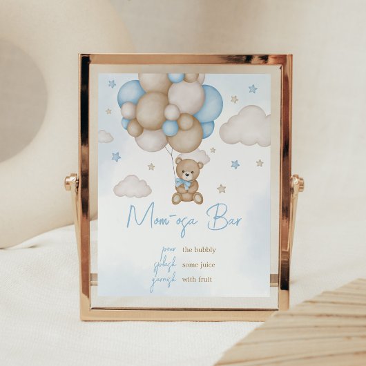 Poster Bleu Bear Ballotte Baby shower Maman Osa Bar