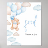 Poster Bleu Bear Ballotte Baby shower Nourriture (Devant)