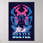 Poster Bleu Beetle Rétrowave contre graphique (Devant)