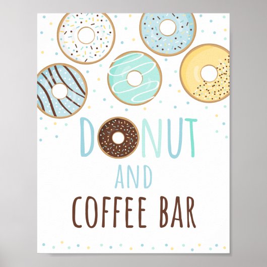 Poster Bleu beigne et bar à café Symbole d'anniversaire (Devant)