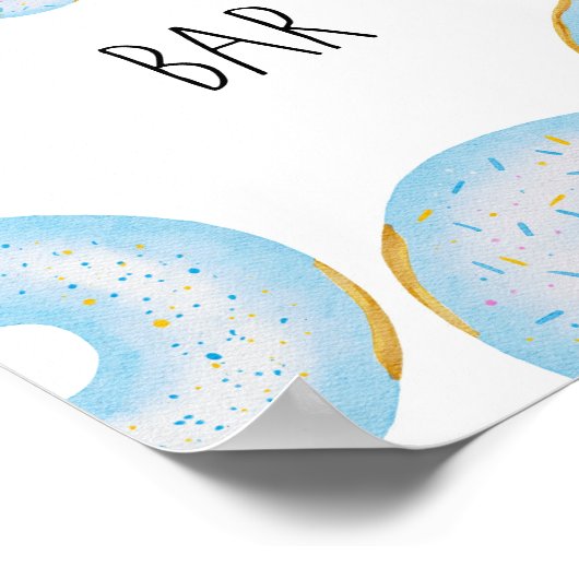 Poster Bleu beignets bébé saupoudrer Café bar (Coin)