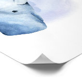 Poster Bleu blanc Aquarelle Baleine (Coin)