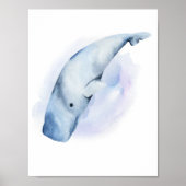 Poster Bleu blanc Aquarelle Baleine (Devant)
