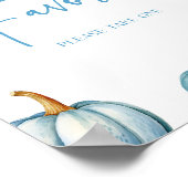 Poster Bleu Blanc Citrouille Automne Fête d'Automne Faveu (Coin)