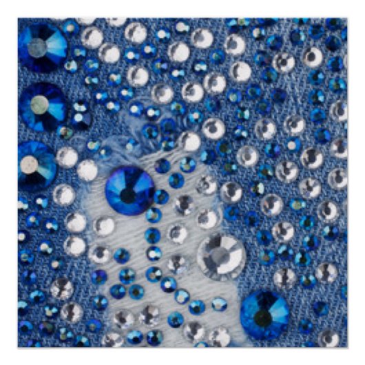 Poster Bleu & Blanc Diamants Bleu Jean Motif Design (Devant)