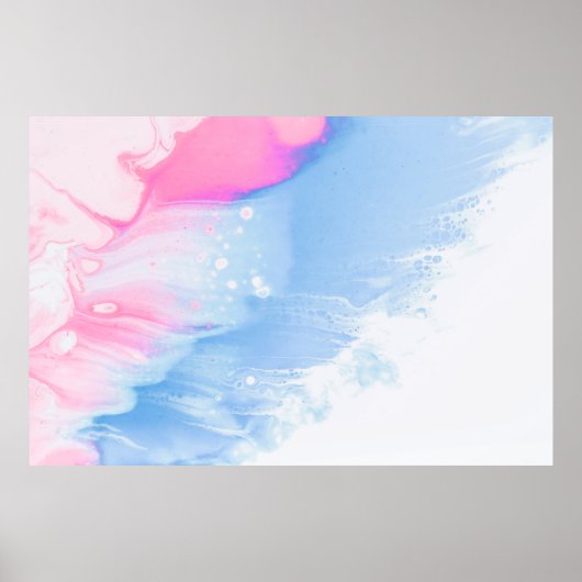 Poster Bleu blanc et rose abstrait (Devant)