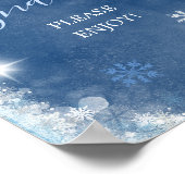 Poster Bleu blanc Hiver Fête des mariées Flocon de neige (Coin)