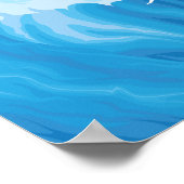 Poster Bleu blanc mer mer vagues personnalisées (Coin)