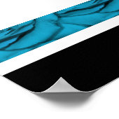 Poster Bleu blanc noir mariage à fleurs (Coin)