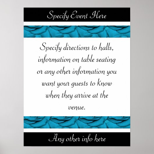 Poster Bleu blanc noir mariage à fleurs (Devant)