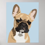 Poster Bleu Bleu Français Bulldog | Français<br><div class="desc">Poster de Pop Art French bulldog avec une jolie frenchie rouge sur un arrière - plan bleu pastel qui peut être changée en n'importe quelle couleur.</div>
