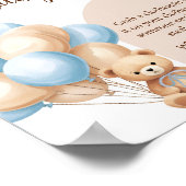 Poster Bleu Boho Bear Balloon Baby shower Ne pas dire Béb (Coin)