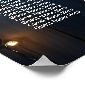 Poster Bleu Bois Éclairage 16 Tables Siège Mariage (Coin)