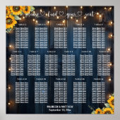 Poster Bleu Bois Éclairage 16 Tables Siège Mariage (Devant)