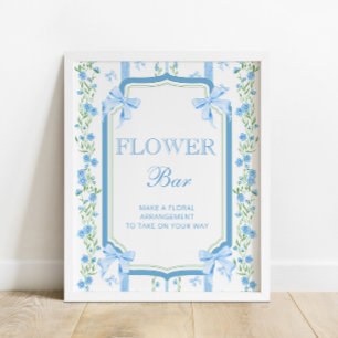 Poster Bleu Bow Baby shower Bow Flower Bar