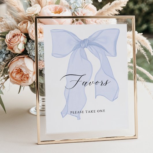 Poster Bleu Bow Baby shower Faveurs