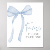 Poster Bleu Bow Coquette Baby shower Faveurs Signal (Devant)