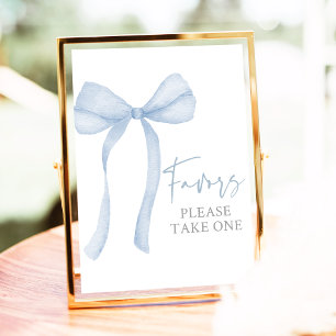 Poster Bleu Bow Coquette Baby shower Faveurs Signal