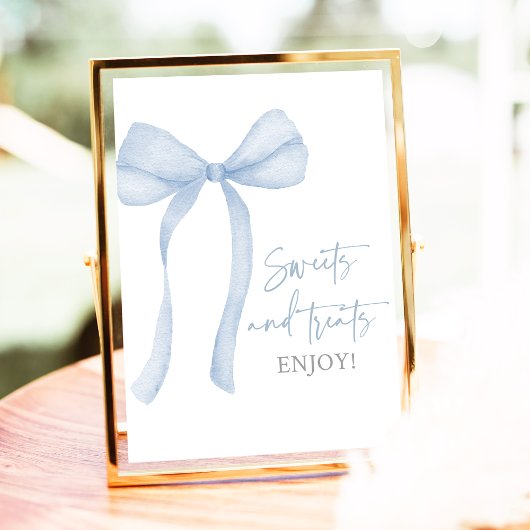 Poster Bleu Bow Coquette Sweet Traitements Baby shower Si