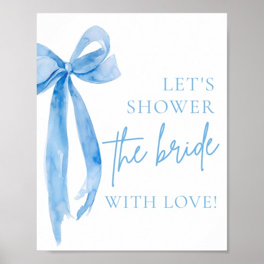 Poster Bleu Bow Douche La Mariée Avec Symbole D'Amour (Devant)