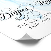 Poster Bleu Bow Moderne Baby shower élégant Barreau Raffl (Coin)