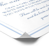 Poster Bleu Bow Qui Suis-Je Fête des mariées Jeu Signe (Coin)