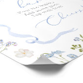 Poster Bleu Bow ruban Fleur sauvage Momosa bar aquarelle (Coin)