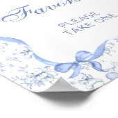 Poster Bleu Bow Toile Ours Baby shower Faveurs (Coin)