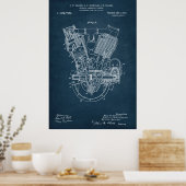 Poster Bleu | Brevet de moteur à combustion interne (Cuisine)