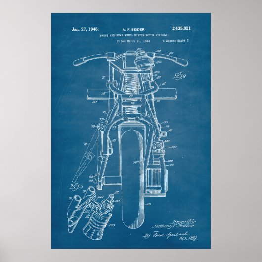 Poster Bleu | Brevet de motocycles (Devant)