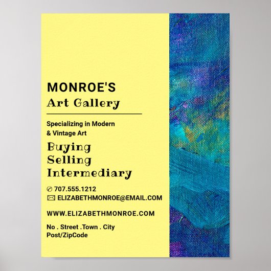 Poster Bleu Brosse, Concessionnaire d'art, Galerie Public (Devant)