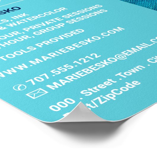 Poster Bleu Brosse, Enseignant d'Art, Cours d'Art (Coin)