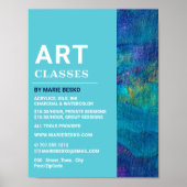 Poster Bleu Brosse, Enseignant d'Art, Cours d'Art (Devant)