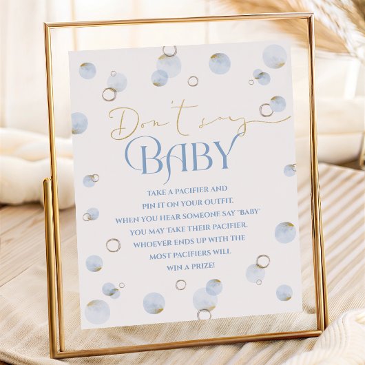 Poster Bleu Brunch Bubbly et Baby shower Ne pas dire bébé