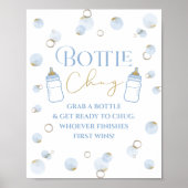Poster Bleu Brunch mousseux et Baby shower Bouteille (Devant)