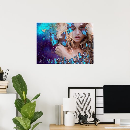 POSTER BLEU BUTTERFLY (Bureau à domicile)