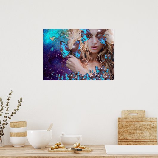 POSTER BLEU BUTTERFLY (Cuisine)