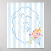 Poster Bleu Cartes et cadeaux floral fantaisie (Devant)
