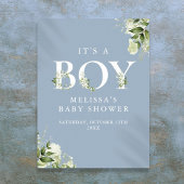 Poster Bleu C'Est Un Garçon Panneau Baby shower Vert