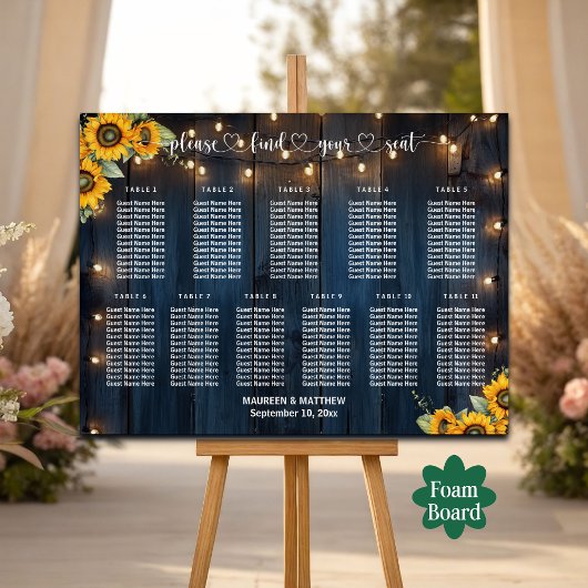 Poster Bleu Chaîne Lumières 11 Tables Siège Mariage