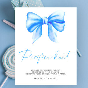 Poster Bleu - chasse à la suce jeu de baby shower