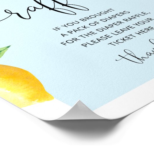 Poster Bleu citron diaper signe de tombole (Coin)