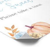 Poster Bleu Citrouille Baby shower bébé sont doux signe (Coin)