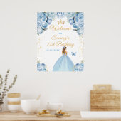 Poster Bleu clair Blonde Cheveux Princesse Accueil d'anni (Cuisine)