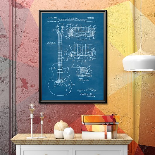 Poster Bleu Clair | Brevet de guitare
