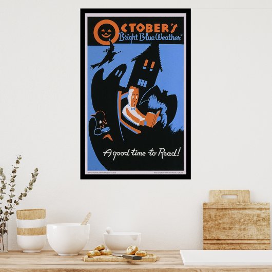 Poster Bleu clair d'octobre (Cuisine)